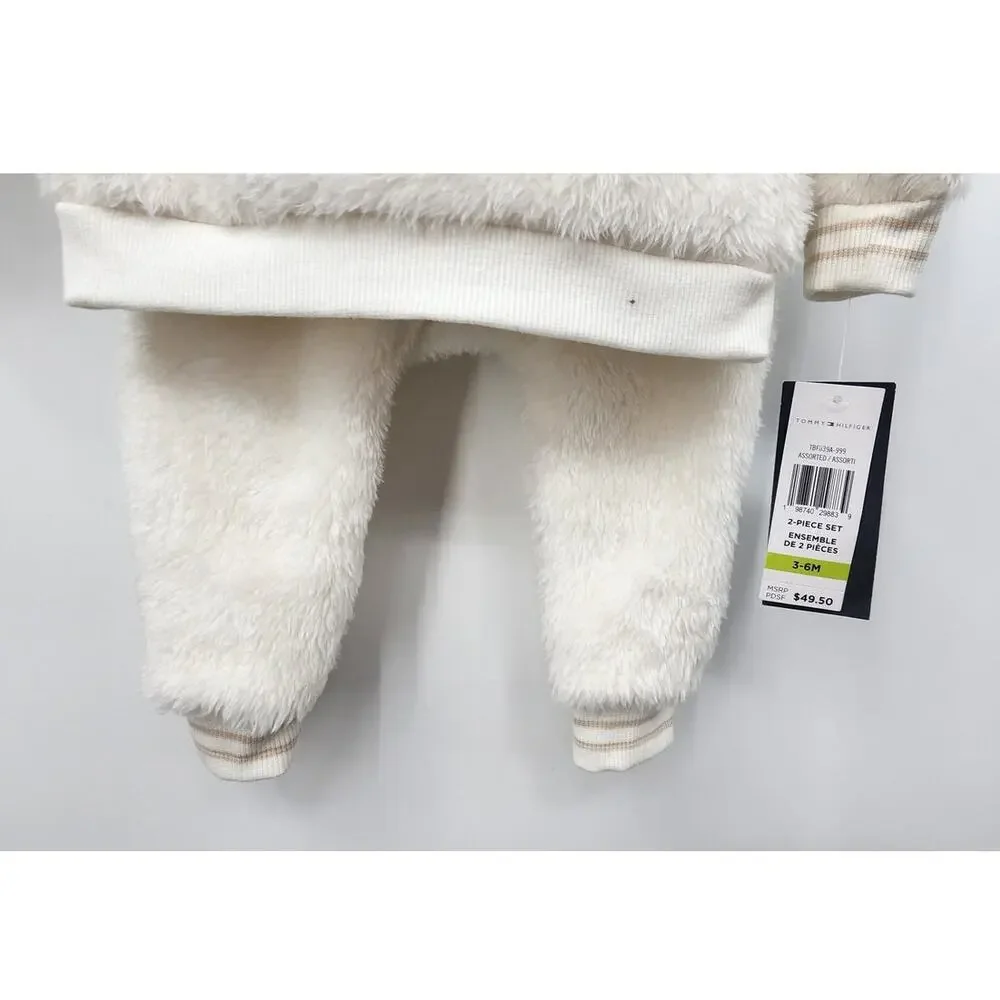 New NWT Baby Tommy Hilfiger 3-6 Month White Fluffy‎ Set Cozy Warm 2-Piece Set